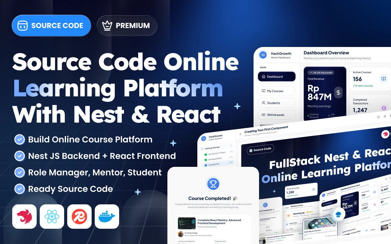 Kelas Source Code FullStack Nest & React Online Learning Platform di BuildWithAngga